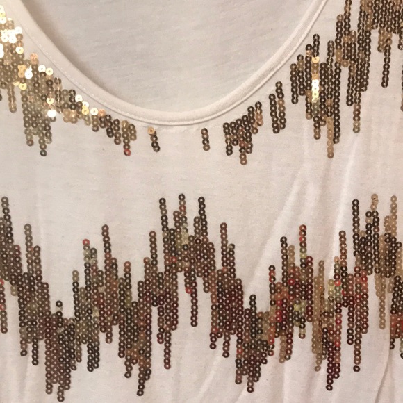 Cream and gold sequin top by Umgee. - Picture 2 of 2